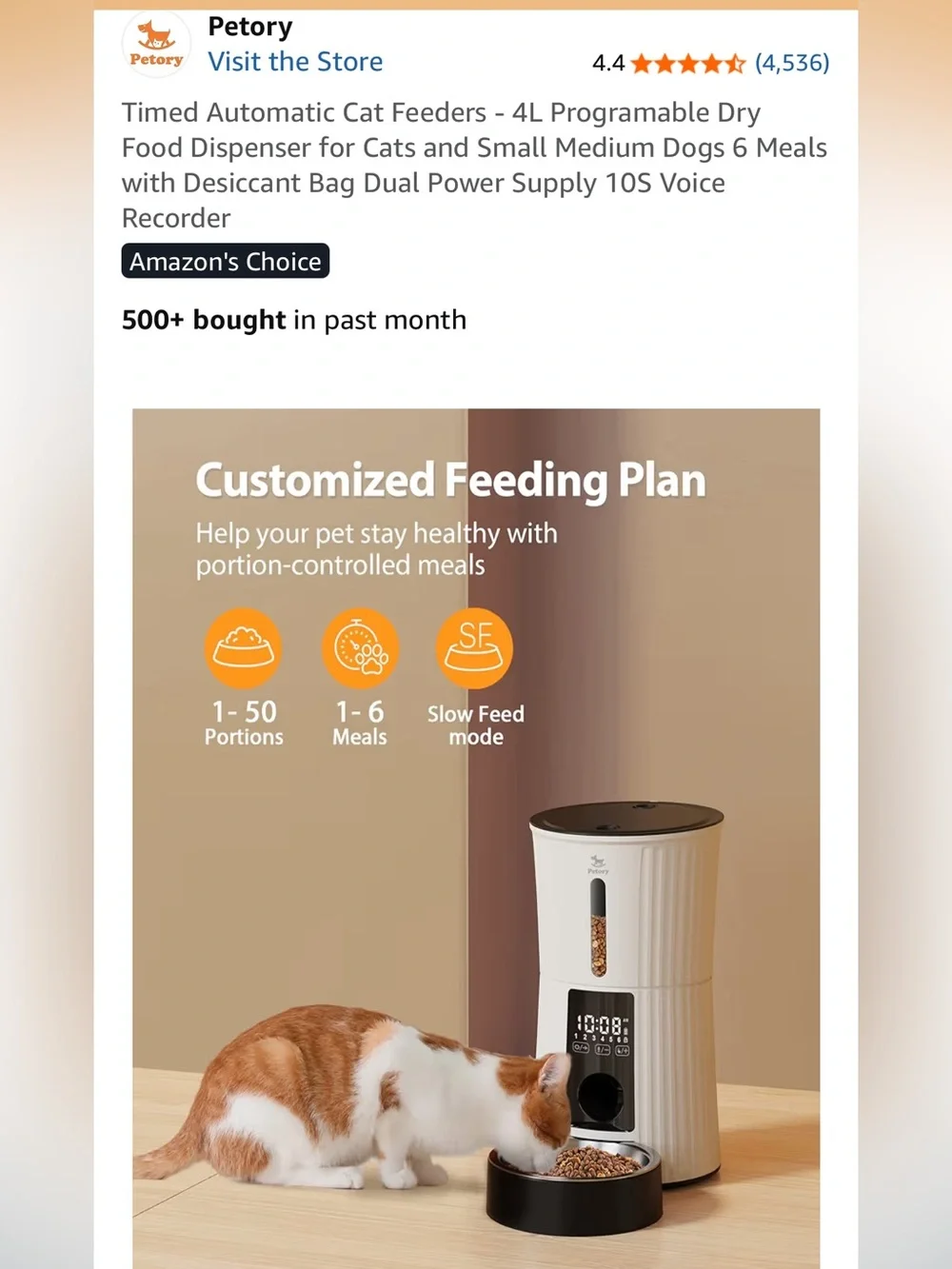 White & Black Programmable Automatic Pet Feeder 4L